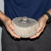 Natural riverstone trinket pot large made of gray stone mortar with matching lid and rounded knob design