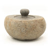 Natural riverstone trinket pot large gray granite mortar with matching lid and rounded knob made from riverstone