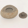 Gray natural riverstone trinket pot with a round lid and rounded knob made of smooth stone material