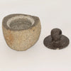 Natural riverstone trinket pot medium with rough gray speckled stone and dark granite lid with rounded knob