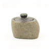 Gray stone natural riverstone trinket pot with matching lid and rounded knob for small storage