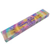 A colorful rectangular box of new moon aromas natural incense sticks with rainbow floral design and purple script lettering