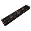 Black rectangular box of natural incense sticks with gold foil geometric designs labeled spellbound by new moon aromas