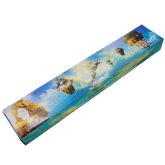 Heavensense natural incense stick box with blue sky floating islands and dancer printed on glossy cardboard for moon aromas