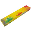 A vibrant yellow and orange box of new moon aromas natural incense sticks for aura cleansing with divine soul scent