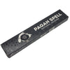Black rectangular box of new moon aromas natural incense sticks with silver foil lettering and a mystical hand design