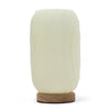 New Wave Lamp modern twisted cream-colored ribbed lamp with wooden base for stylish indoor lighting
