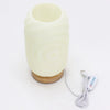 New Wave Lamp modern twisted cream-colored ribbed ceramic table lamp with wooden base and matching remote control