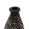 Ornamental tapered ceramic vase in black with white Greek geometric patterns and a chocolate finish