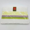 Pack of 4 outdoor placemats from eden collection white linen with lime green and maroon stripes and patterned band
