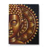 Painted canvas showing half golden buddha face with mandala lotus and spiky halo brocade detail design