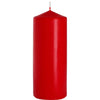 A vibrant red pillar candle with a smooth glossy finish and thin white wick measuring 80x200mm