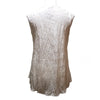 A sleeveless white cotton vest top with textured fabric and an asymmetrical hemline in plain cotton material