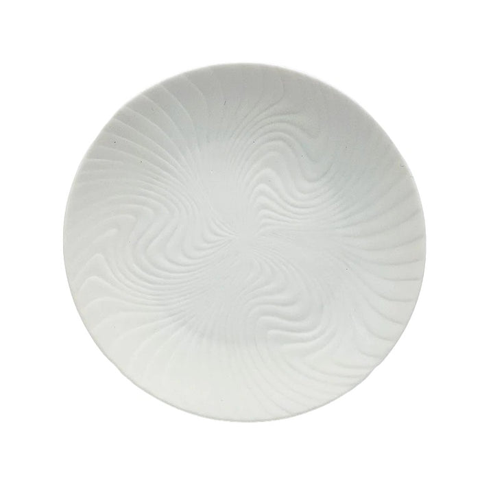 Small White Porcelain Plate - Swirl Pattern