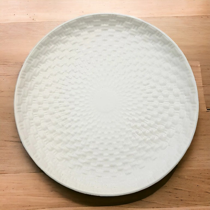 White Ceramic Plate - Weave Design