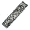 Silver-toned rectangular polished aluminium incense holder with embossed floral and geometric patterns for stick incense