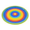 Vibrant rainbow-colored circular plate with concentric rings in multiple sizes for versatile table settings
