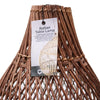 Handwoven dark brown rattan table lamp shade with a conical design made of natural rattan and plug fitting