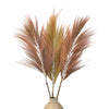 A set of 3 rayung grass dried bouquets with copper and gold pampas plumes in woven wicker vases 1.6m tall