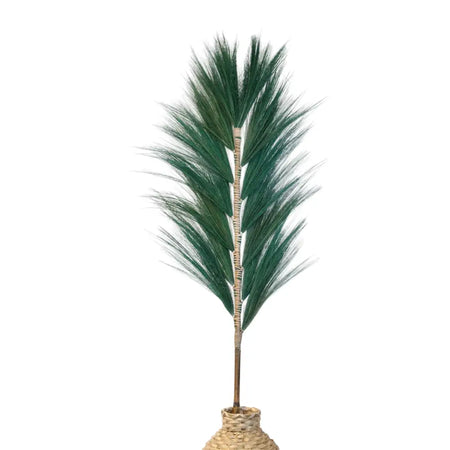 A set of 3 rayung grass tall green palm fronds with feathery leaves and natural woven bases