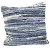 Blue and white striped chindi rag cushion cover with textured rustic fabric for standard cushions in denim blues style