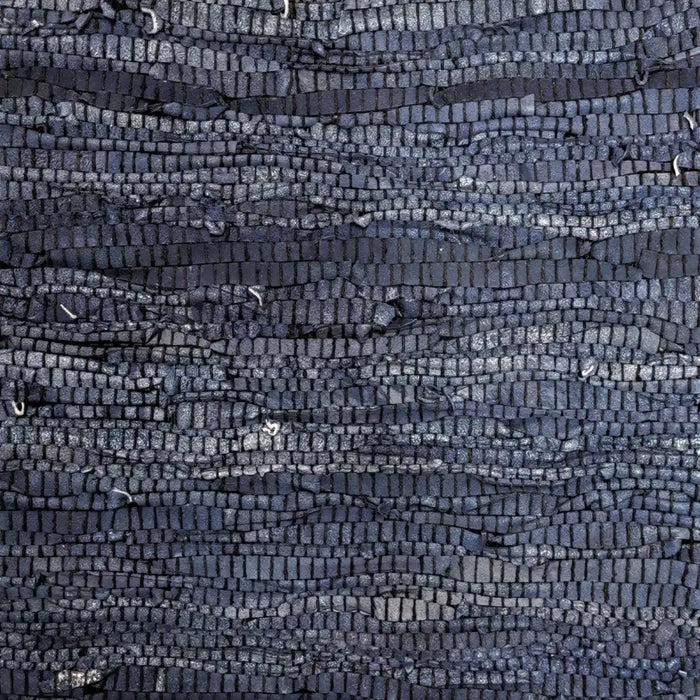 Dark gray recycled leather rag cushion cover with woven mosaic pattern for a standard cushion in two colours