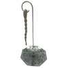 Silver-plated octagonal incense burner with mandala flower engraving and twisted rope on a curved metal stand