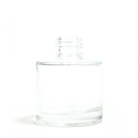 Clear glass round reed diffuser bottle with narrow neck screw cap suitable for bamboo reed diffuser use 50ml