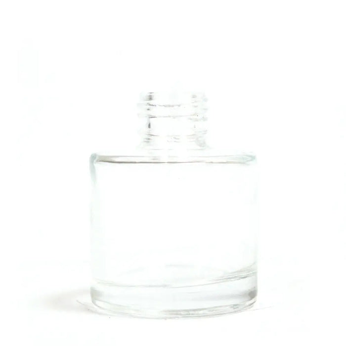 Clear glass round reed diffuser bottle with narrow neck screw cap suitable for bamboo reed diffuser use 50ml