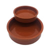 Rustic tapas dish set with two sizes terracotta ceramic bowls 2cm high smooth glazed surfaces and rounded rims