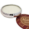 Silver hammered metal sandalwood scented kasbah candle holder with creamy white wax and three wicks available in two sizes