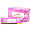 Pink cardboard box of satya incense sticks aaruda showing product packaging for satya incense sticks