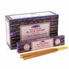 Satya incense sticks black opium in a branded box showing dark incense sticks made from natural materials