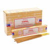 A box of satya incense sticks copal with beige and red packaging featuring the brand name prominently displayed