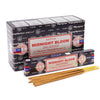 Satya incense sticks midnight blossom in a black and red box showing the branded packaging and stick details