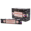 A black rectangular box of satya incense sticks with red and white labeling showing midnight blossom scent