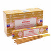 Satya incense sticks myrrh in a golden cardboard box with red and white labeling for aromatic use