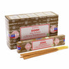 Brown cardboard box of satya incense sticks with red and white labeling for oodh fragrance