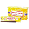 Yellow cardboard box of satya incense sticks for spiritual healing made from natural materials