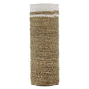 Natural fiber seagrass basket with woven texture and white trim, part of a set with vases and bins