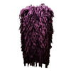 A deep purple shaggy soft-knit acrylic sleeveless jacket with textured fringe and a layered design available in three colours