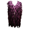A deep purple fringed knit vest made of soft acrylic in a layered design shown as part of the three colours collection