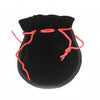 Black velvet pouch with red drawstrings made of velvet measuring 12 by 8 centimeters for storing small items
