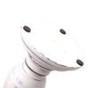 Small whitewashed mango wood candle stand with distressed finish and black rubber feet for stability