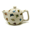Small herbal teapot cream ceramic decorated with colorful butterflies ideal for herbal tea cups and small herbal brews
