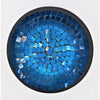 Small mosaic tile dish with circular blue glossy tile rings and a dark black border wall art design