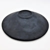 Small mosaic tile dish in blue with gold glitter made of matte black handcrafted clay with textured surface and center indentation
