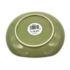 Small oval ceramic plate in olive green with a glossy finish and subtle gold rim for serving small dishes