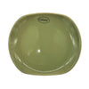 Small oval olive green ceramic plate with glossy finish rounded edges and colony brand logo at the center