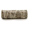 A tightly bound smudge stick of dried blue sage leaves tied with natural twine measuring about 10cm long